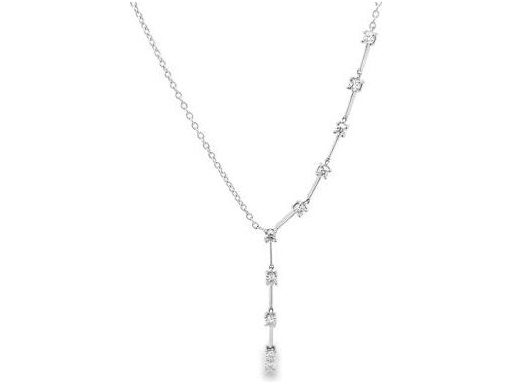 18K White Gold Asymmetric Necklace with Natural Round Diamonds